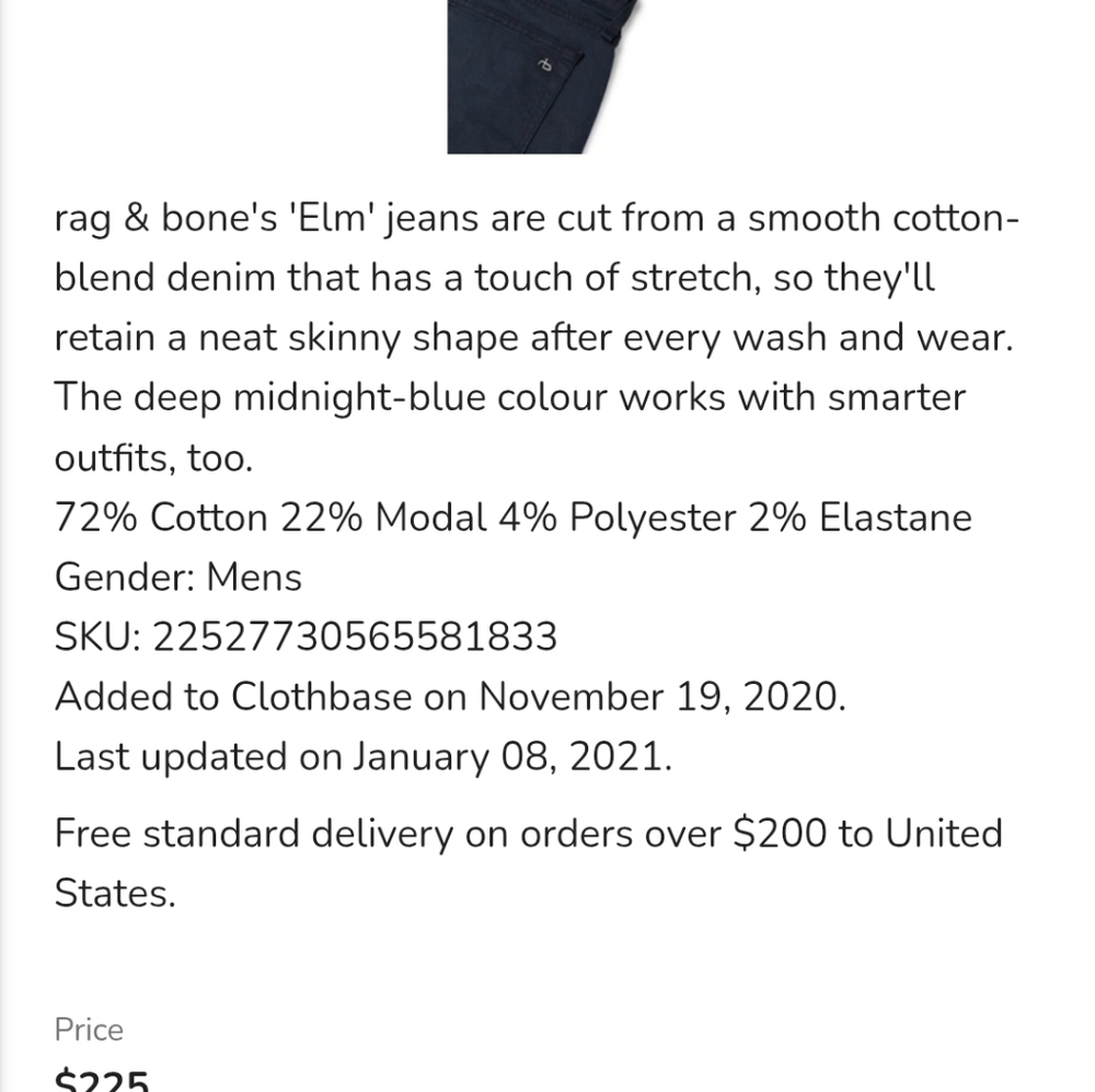 Rag & BONE ELM MODAL STRAIGHT LEG JEANS - Picture 2 of 6